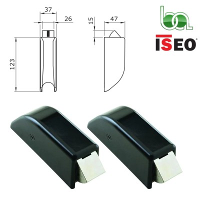 JUEGO MANILLON ANTIPANICO DE SOBREPONER CON BARRA ROJA OVALADA Y VARILLAS VERTICALES HOJA PASIVA 2º HOJA ISEO IDEA 9412000505