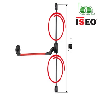 JUEGO VARILLA CON CARCASA PARA PUERTAS 3400MM ALTO MÁXIMO ANTIPÁNICO ISEO IDEA 94100305