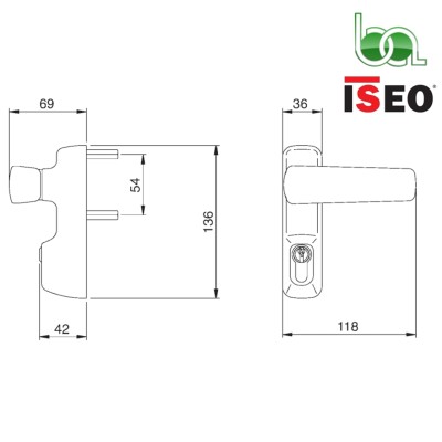 MANILLA ACCIONAMIENTO EXTERIOR CON LLAVE Y CILINDRO PARA ANTIPÁNICO DE SOBREPONER 94011005T ISEO IDEA TRIM BLACK