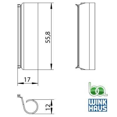 RECUBRIMIENTO COMPÁS SW BLANCO 1505705 WINKHAUS PLANO COTAS MEDIDAS