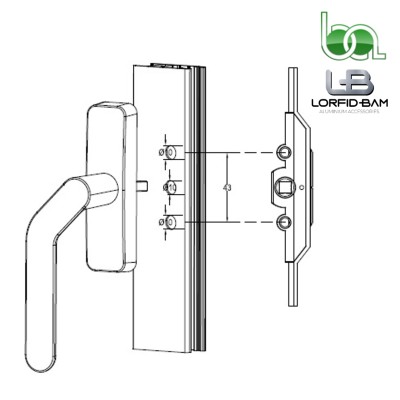 MANILLA CREMONA DESPLAZADA ACODADA PARA VENTANA DE ALUMINIO Y PVC MULTIPUNTO F216 LORFID