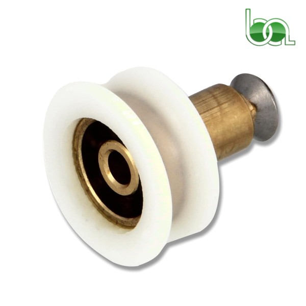 RODAMIENTO PARA MAMAPARA DE DUCHA CURVA SEMICIRCULAR Ø 24x23 MM CONCAV CON RODAMIENTO FRONTAL Y TORNILLO M-5 NYLON BLANCO MA0007