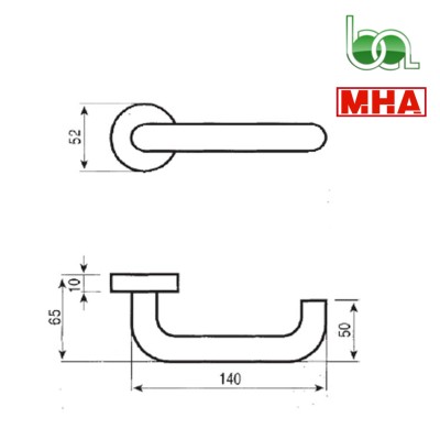 JUEGO DE MANILLA ANTIENGANCHE CON ESCUDO ROSETA REDONDO CON MUELLE RECUPERABLE INOX PARA PUERTAS MOD.810U MHA