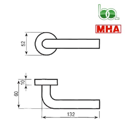 JUEGO DE MANILLA CON ESCUDO ROSETA REDONDA CON MUELLE RECUPERABLE INOX PARA PUERTAS MOD.811L MHA