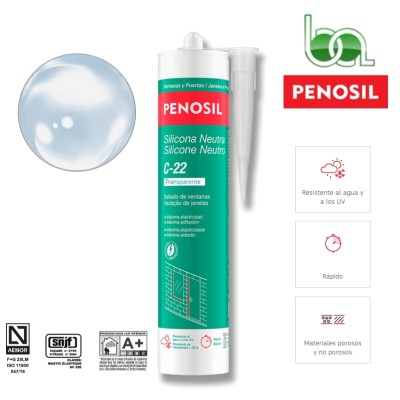 SILICONA NEUTRA C-22 PARA VENTANAS MÁXIMA ELASTICIDAD 300ML TRANSPARENTE PENOSIL