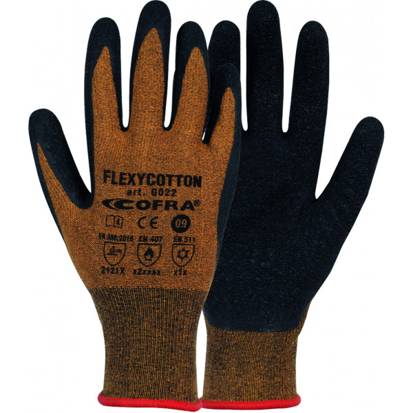 GUANTE LATEX FLEXICOTTON FORRO ALGO.T-09