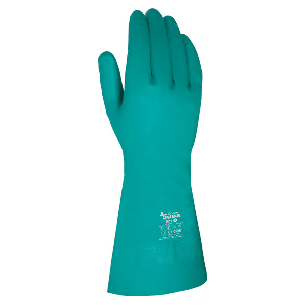 GUANTE NITRILO FLOCADO H821 T-08/M VERDE