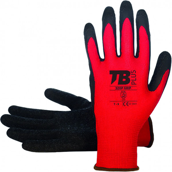 GUANTE LATEX RUGOSO 320P GRIP T-10 ROJO