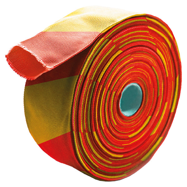 CINTA SEÑALIZ.TUBULAR 60MMX10M ROJO/AMA