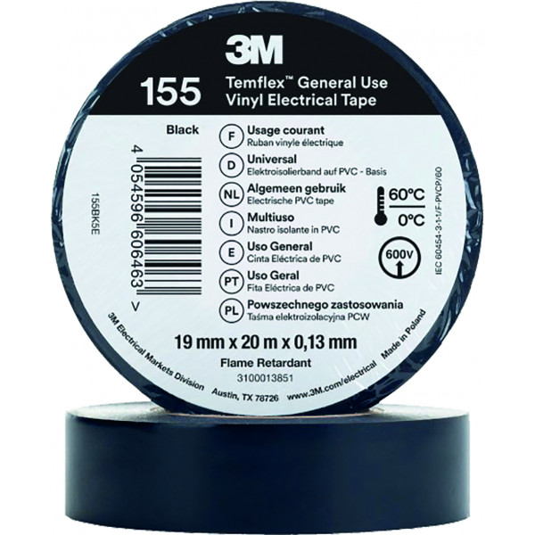 CINTA AISLANTE TEMFLEX155 20MX19MM MARR.