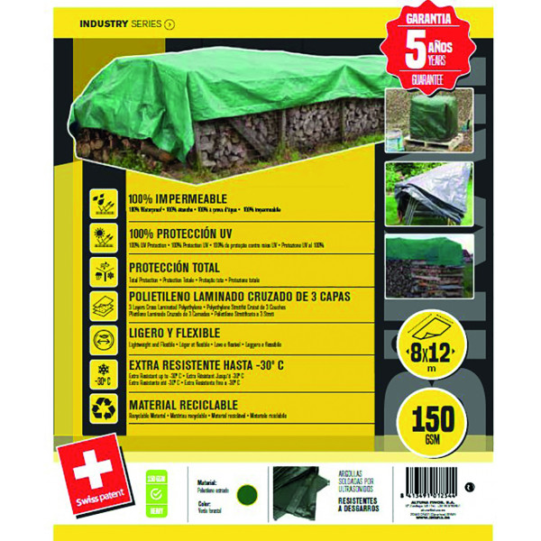 TOLDO POLIETILENO 90GR. 04X06MT VERDE
