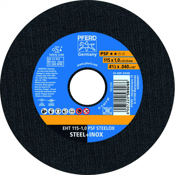 DISCO CORTE EHT A46P-125X1,6 PSF INOX