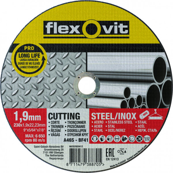 DISCO FLEXOVIT INOX A46SBF41 230X1,9X22