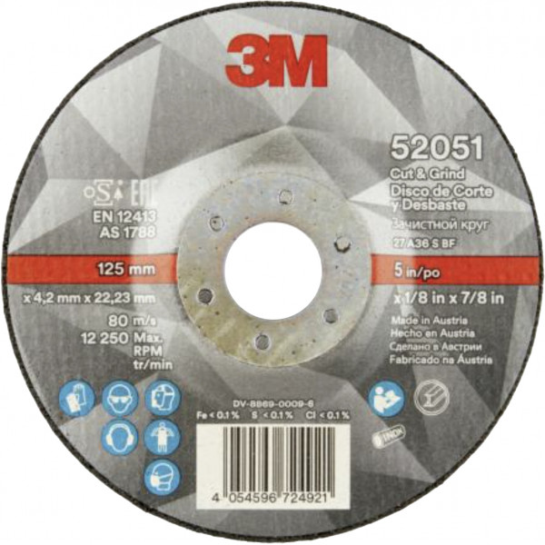DISCO CORTE+DESBASTE T27 52051 125X4,2