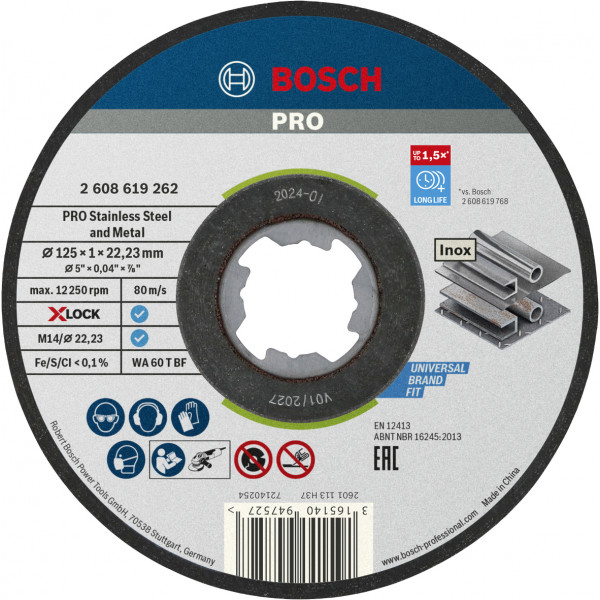 DISCO X-LOCK STAND.INOX 125X1MM LATA 10