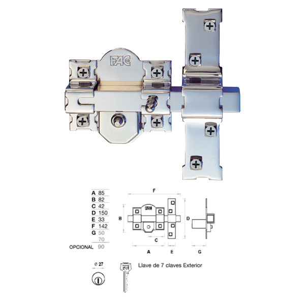 CERROJO 01193 201-R/80 UFG 50MM PINTADO