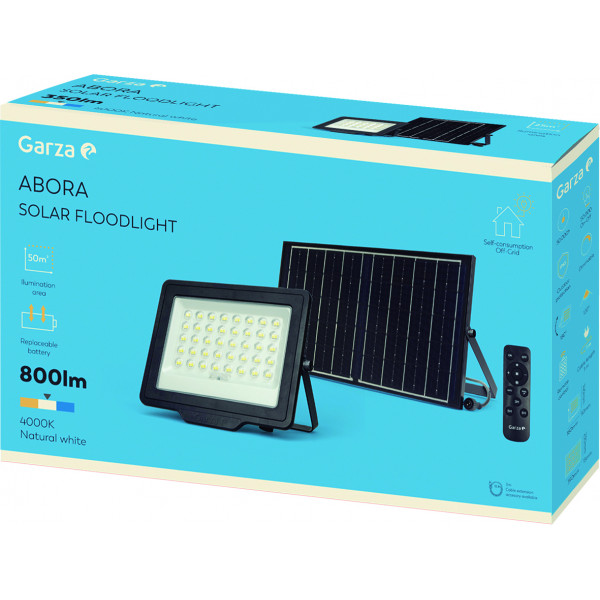 FOCO EXT LED SOLAR ABORA 800LM 4000K