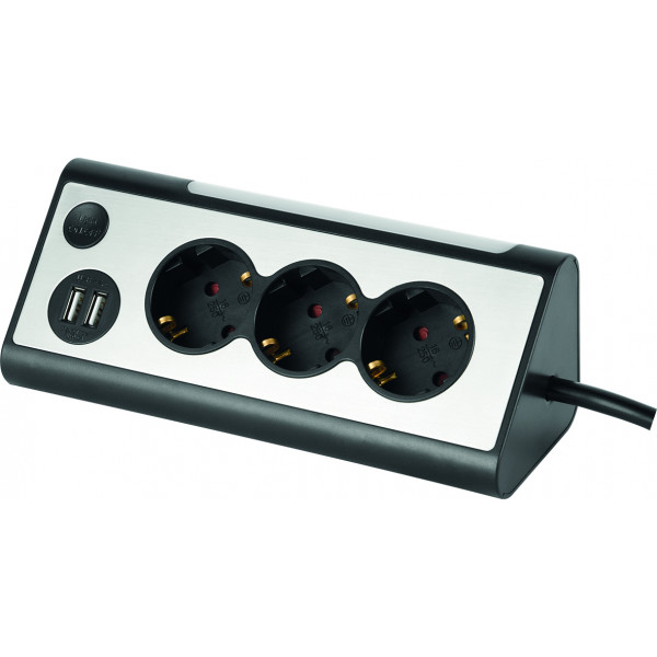 BASE TRIANGULAR 3T+2USB 3X1,5 1,5M C/INT