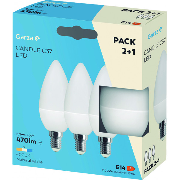 BOMBILLA LED VELA 5,5W E14 470L 4000K2+1