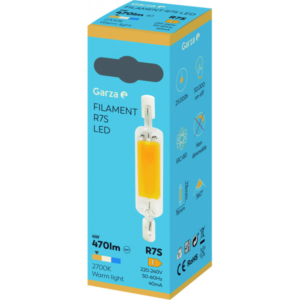 BOMBILLA LED FIL R7S 4W 470LM 2700K
