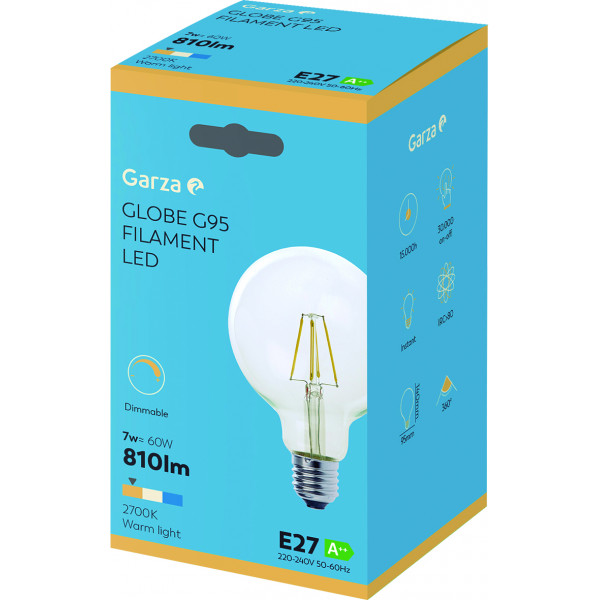 BOMBILLA LED FIL G95 7W E27 810LM 2700K