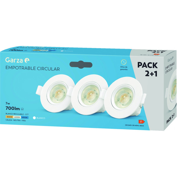 EMPOTRABLE CIRC 7W 60º 700LM PACK 3 BCO