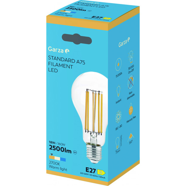 BOMBILLA LED FIL STD 18WE27 2500LM 2700K