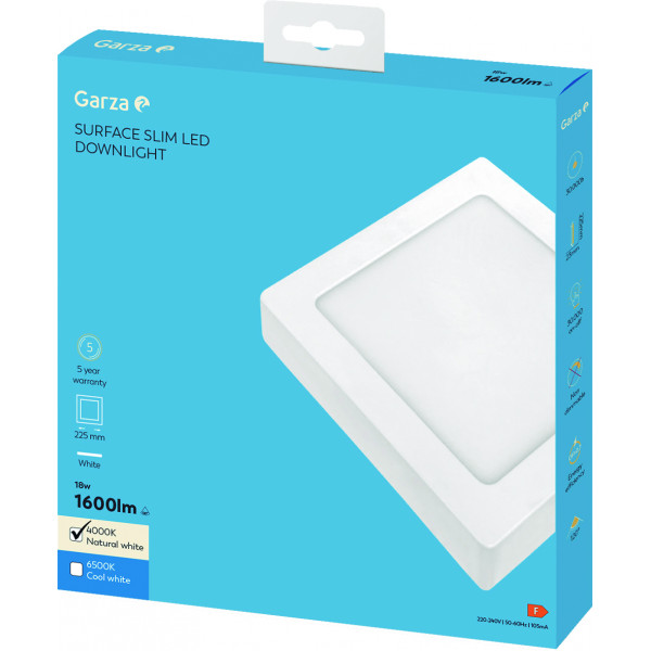 DOWNLIGHT CUADSUP 225MM 18W 6500K BLANCO
