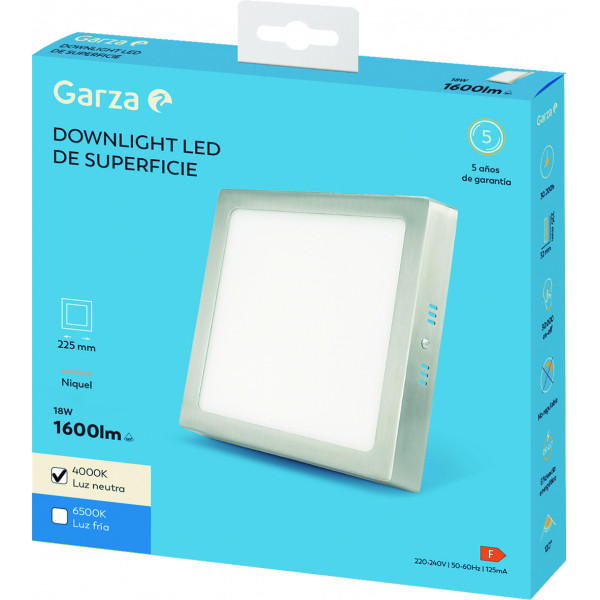 DOWNLIGHT CUADSUP 225MM 18W 6500K NIQUEL