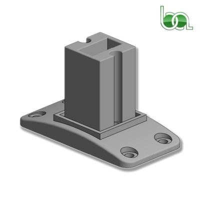 SOPORTE BASE ZAMAK PARA TUBO 30X30 EN BLANCO DE ALUMINIO PIE BARANDILLA CON TALADRO PARA TORNILLO