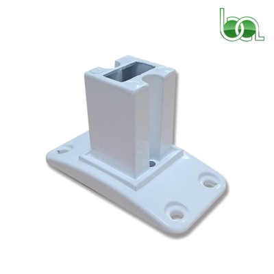 SOPORTE BASE ZAMAK PARA TUBO 30X30 EN BLANCO DE ALUMINIO PIE BARANDILLA CON TALADRO PARA TORNILLO