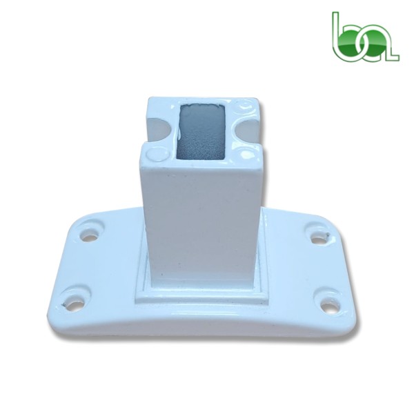 SOPORTE BASE ZAMAK PARA TUBO 30X30 LACADO EN BLANCO DE ALUMINIO PIE BARANDILLA CON TALADRO PARA TORNILLO 9030