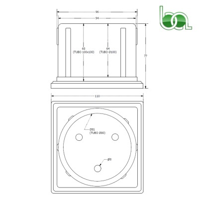 MULTI SOPORTE BASE DE ALUMINIO PARA TUBO 100X100 Ø100 Ø80 LACADO PIE BARANDILLA CON TALADRO PARA TORNILLOS MBA8010