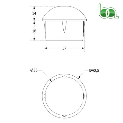 REMATE TAPA DE ALUMINIO PARA PASAMANOS TUBO Ø DE 40