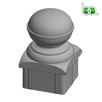 REMATE BOLA DE ALUMINIO LACADO PARA TUBO 80X80 RB8080 ALUMABE 3D