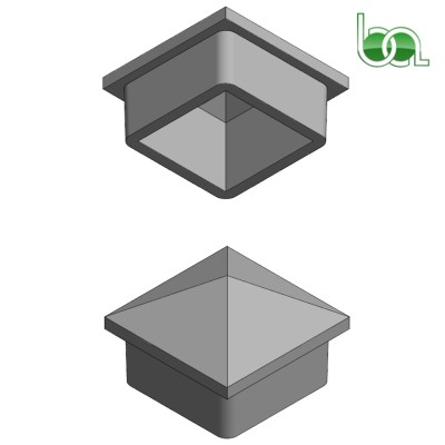 REMATE TAPA PIRAMIDE DE ALUMINIO LACADO PARA TUBO 80X80 PIR8080 ALUMABE MODELO 3D