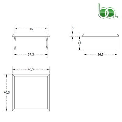 REMATE TAPA PLANA DE ALUMINIO LACADO PARA TUBO 40X40 TAPAL4040 ALUMABE PLANO MEDIDAS COTAS