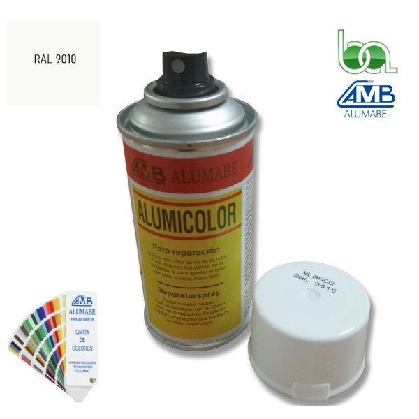 PINTURA EN SPRAY PARA RETOQUE DE ALUMINIO LACADO EN BLANCO PURO RAL 9010 BRILLO 150ML