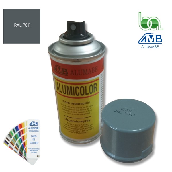 PINTURA EN SPRAY PARA RETOQUE DE ALUMINIO LACADO EN GRIS HIERRO RAL 7011 BRILLO 150ML
