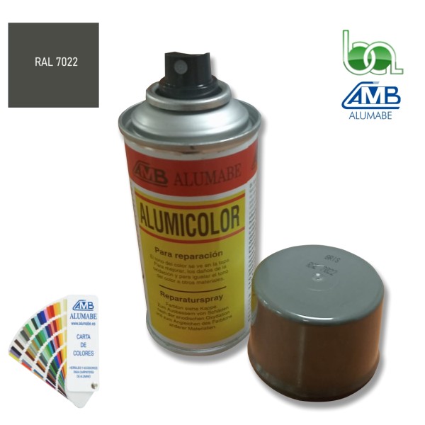 PINTURA EN SPRAY PARA RETOQUE DE ALUMINIO LACADO EN GRIS SOMBRA RAL 7022 BRILLO 150ML