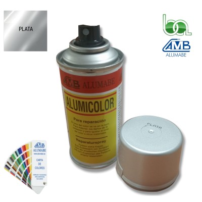 PINTURA EN SPRAY PARA RETOQUE DE ALUMINIO LACADO PLATA BRILLO 150ML ALUMABE MATE