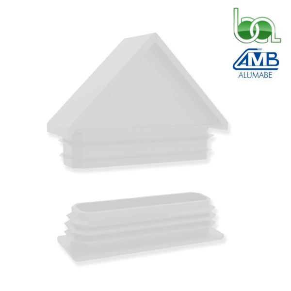 JUEGO TAPA REMATE DE PVC PUNTA FLECHA TOPE PARA TUBO 60X20MM PARA VERJAS EN CORTE RECTO O CORTE INGLETE TPJF62