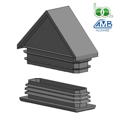 JUEGO TAPA REMATE DE PVC PUNTA FLECHA TOPE PARA TUBO 60X20MM PARA VERJAS EN CORTE RECTO O CORTE INGLETE TPJF62 ALUMABE