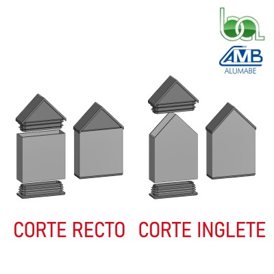 JUEGO TAPA REMATE DE PVC PUNTA FLECHA TOPE PARA TUBO 60X20MM PARA VERJAS EN CORTE RECTO O CORTE INGLETE TPJF62 ALUMABE