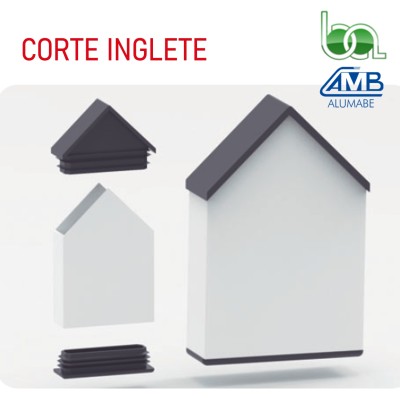 JUEGO TAPA REMATE DE PVC PUNTA FLECHA TOPE PARA TUBO 60X20MM PARA VERJAS EN CORTE RECTO O CORTE INGLETE TPJF62 ALUMABE